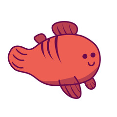 sea water fish hand drawn