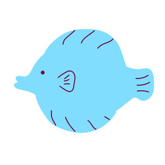 sea water fish hand drawn