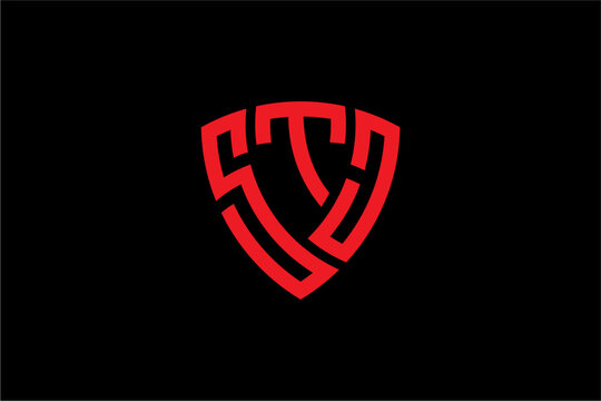 STJ creative letter shield logo design vector icon illustration