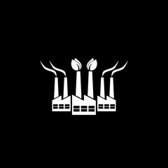 Eco green factory  icon isolated on dark background