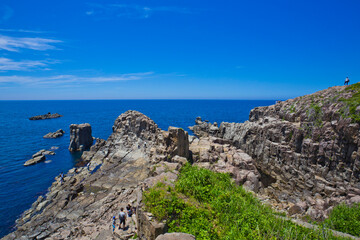 Fototapeta na wymiar Scenery of Tojinbo cliff in Fukui prefecture, Japan.