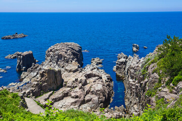 Scenery of Tojinbo cliff in Fukui prefecture, Japan.
