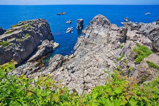 Scenery of Tojinbo cliff in Fukui prefecture, Japan.