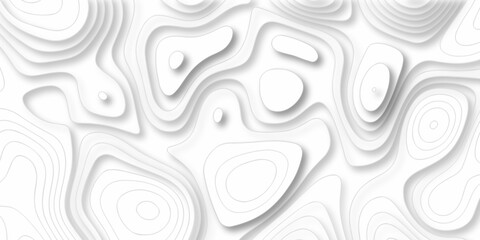 White wave paper curved reliefs abstract background, Abstract topographic contours map background, Vector contour topographic map background. Topography and geography map grid abstract backdrop.