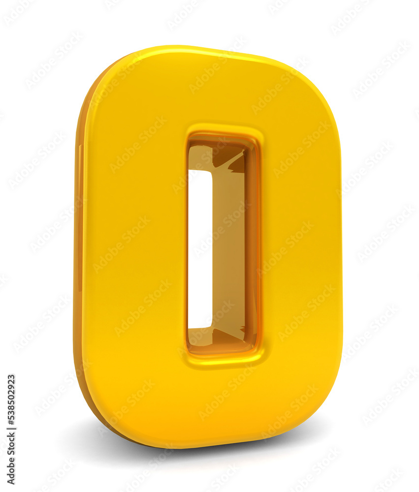 Fototapete gold numbers 0 isolated on white background. golden 3d numbers. 3d shiny gold number collection. 3d 