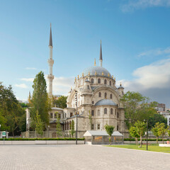 Fototapeta premium Nusretiye imperial Ottoman ornate Mosque, commissioned by Sultan Mahmut II, located in Tophane district of Beyoglu, Istanbul, Turkey