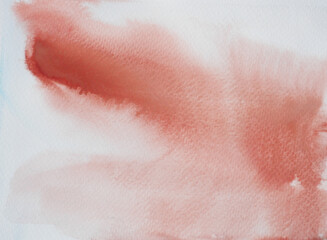 Watercolor stroke and spray on white paper , Abstract background by hand drawn brown color liquid drip