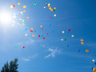 Balloons flying into the sky