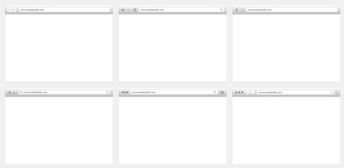 Blank web browser window, empty internet page concept, the skeleton for web browser, window screen. Vector template layout.