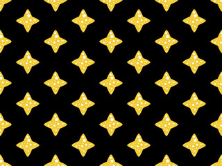 Stars cartoon character seamless pattern on black background
