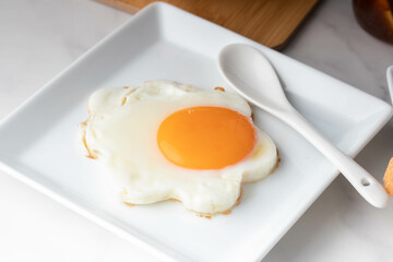 Fried eggs, bread, coffee, breakfast set