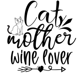 Cat mother wine lover, Cat SVG Design, Cat T-Shirt Design, SVG, Cat Cut Files, Cat