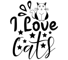 I Love Cats, Cat SVG Design, Cat T-Shirt Design, SVG, Cat Cut Files, Cat