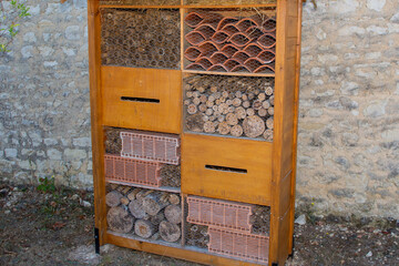 bug hotel insect house wooden bug wood house ladybird bee home to butterfly hibernation in ecological garden