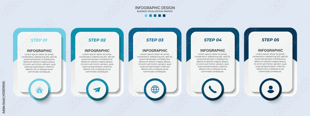 Fototapete steps business data visualization timeline process infographic template design with icons