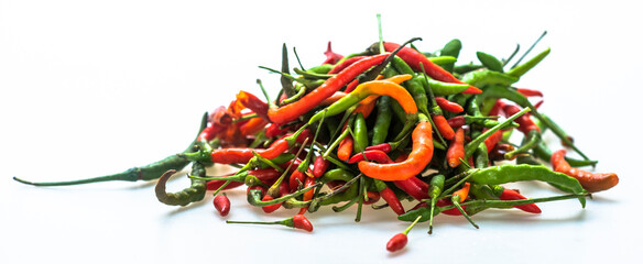 colorful fresh paprika on a white background