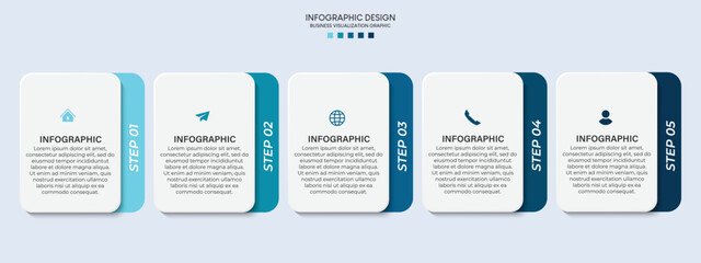 Steps business data visualization timeline process infographic template design with icons