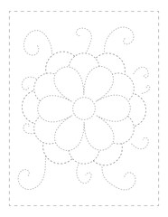 Continue the pattern  with pen, floral, dotted line practice worksheet for preschoolers  