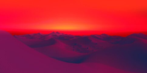 Fototapeta na wymiar Beautiful sand dunes in the Sahara desert at sunrise - Sahara, Morocco