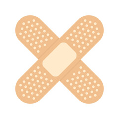 First Aid crossed medical Plaster icon flat vector illustration