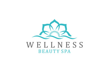 Lotus flower logo design water nature wellness spa massage healthcare medical icon symbol