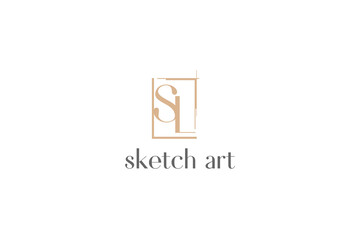 S L letter initial logo design sketch art luxury beauty fashion clothing icon symbol 