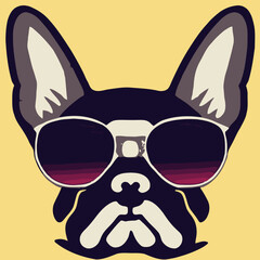 illustration Vector graphic of colorful French bulldog wearing sunglasses isolated good for logo, icon, mascot, print or customize your design