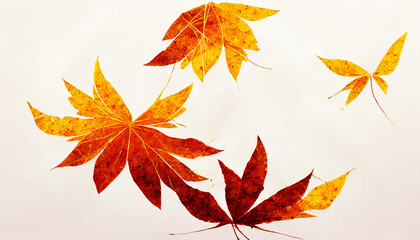 Fototapeta premium Digital painting of Autumn scenery with falling leaves. Abstracts image of Autumn Background