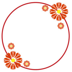 Obraz premium circle monogram wedding frame with flower