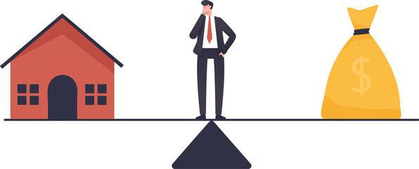 Mortgage payment, house loan interest rate or balance between income and debt or loan payment.