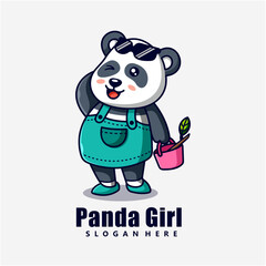 cute panda girl character mascot design