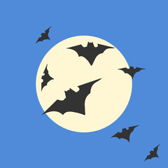 icon of group of bats under the full moon on halloween nighton of 