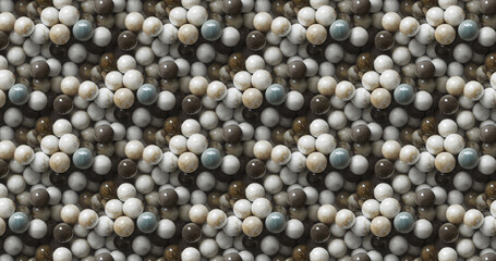 3D-image of natural colored marble balls. 8K wallpaper background