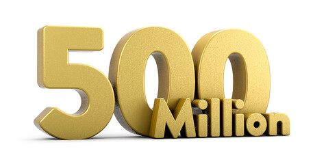 3d golden 500M isolated on background. 3d illustration.	