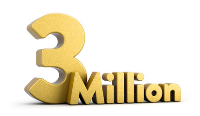 3d golden 3M isolated on background. 3d illustration.	