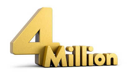 3d golden 4M isolated on background. 3d illustration.	