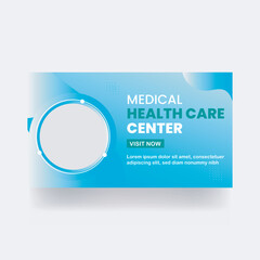 Medical youtube cover thumbnail video and web banner design healthcare fitness training exercise customizable video thumbnail cover photo template
