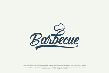 Vintage barbecue and grill logo design template.