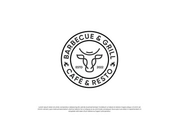 Retro steak, barbecue, beef logo design. Design badge for premium food.