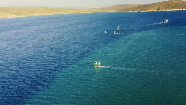Wind Surf in Turkey Alacati Surf Paradise. High quality 4k footage
