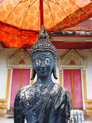 The face of a buddha.Head shot of buddha statue, Bangkok, Thailand. 8th May.2022