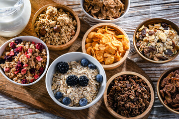 Composition with different sorts of breakfast cereal products