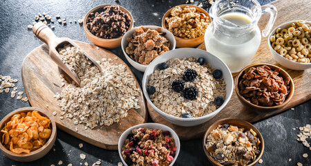 Composition with different sorts of breakfast cereal products