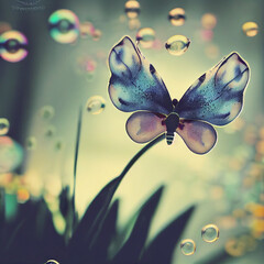 flying butterfly mady by waterdrops ,colorful