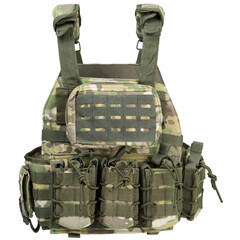 Bullet-proof vest or military unloading vest, frontal arrangement, on a white background, isolate