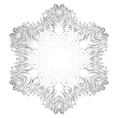 Christmas snowflake. A vintage six-beam snowflake. Complex circular ornament. Mandala pattern. Symmetrical beautiful rays. A template for a holiday. Isolated drawing PNG