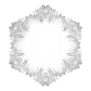 Christmas Snowflake. A Vintage Six-beam Snowflake. Complex Circular Ornament. Mandala Pattern. Symmetrical Beautiful Rays. A Template For A Holiday. Isolated Drawing PNG