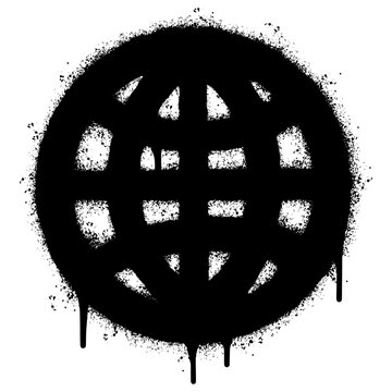 Spray Painted Graffiti world icon Sprayed isolated with a white background. graffiti globe icon with over spray in black over white. Vector illustration.