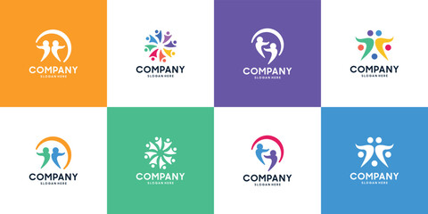 Fototapeta na wymiar set of abstract human family logo design template.