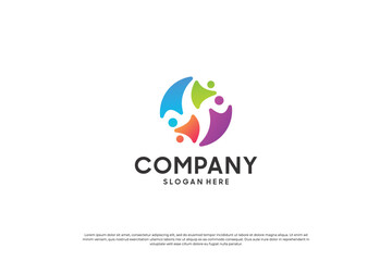 abstract human community logo design. colorful unity concept.